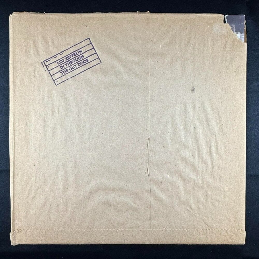 Led Zeppelin In Through the Out Door w/ Bag Strawberry Press vinyl record LP EX